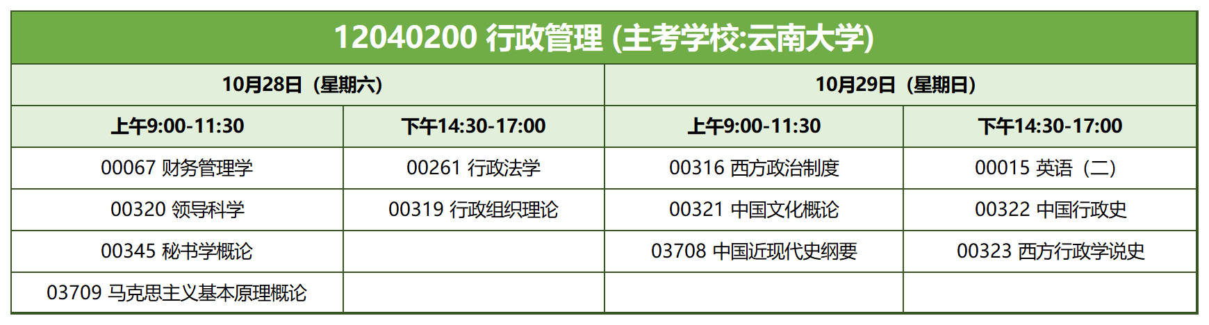 考试安排_12040200 行政管理 考试安排_12040200 行政管理