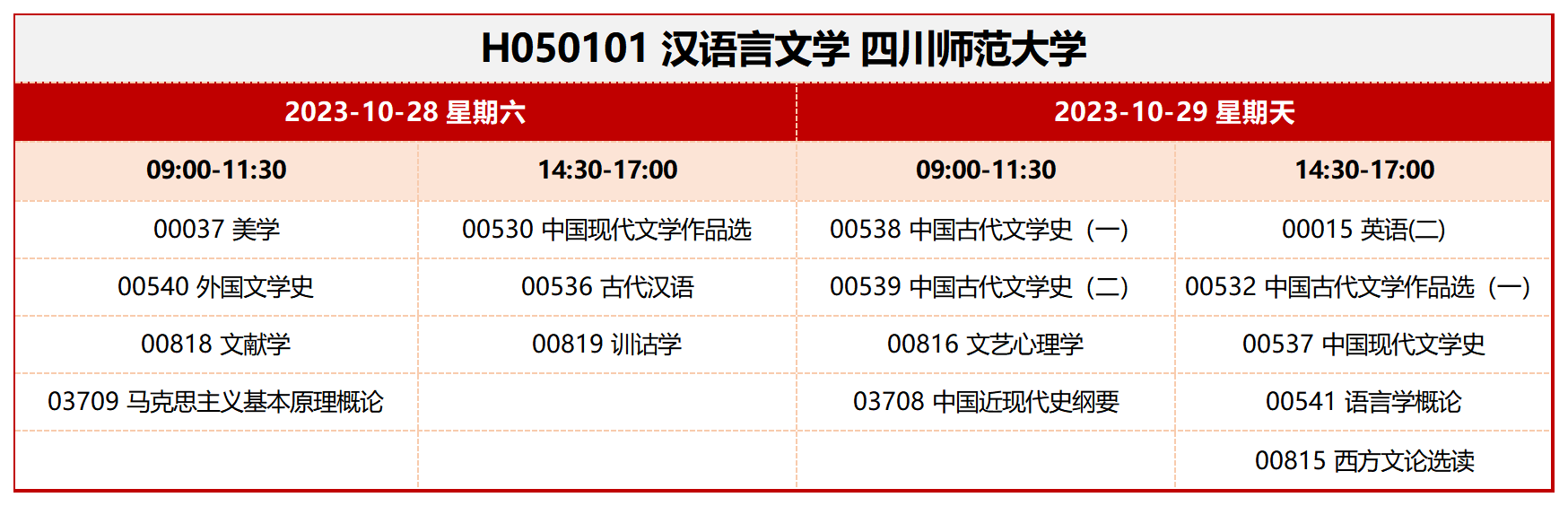 考试安排_H050101 汉语言文学 四川师范大学 考试安排_H050101 汉语言文学 四川师范大学