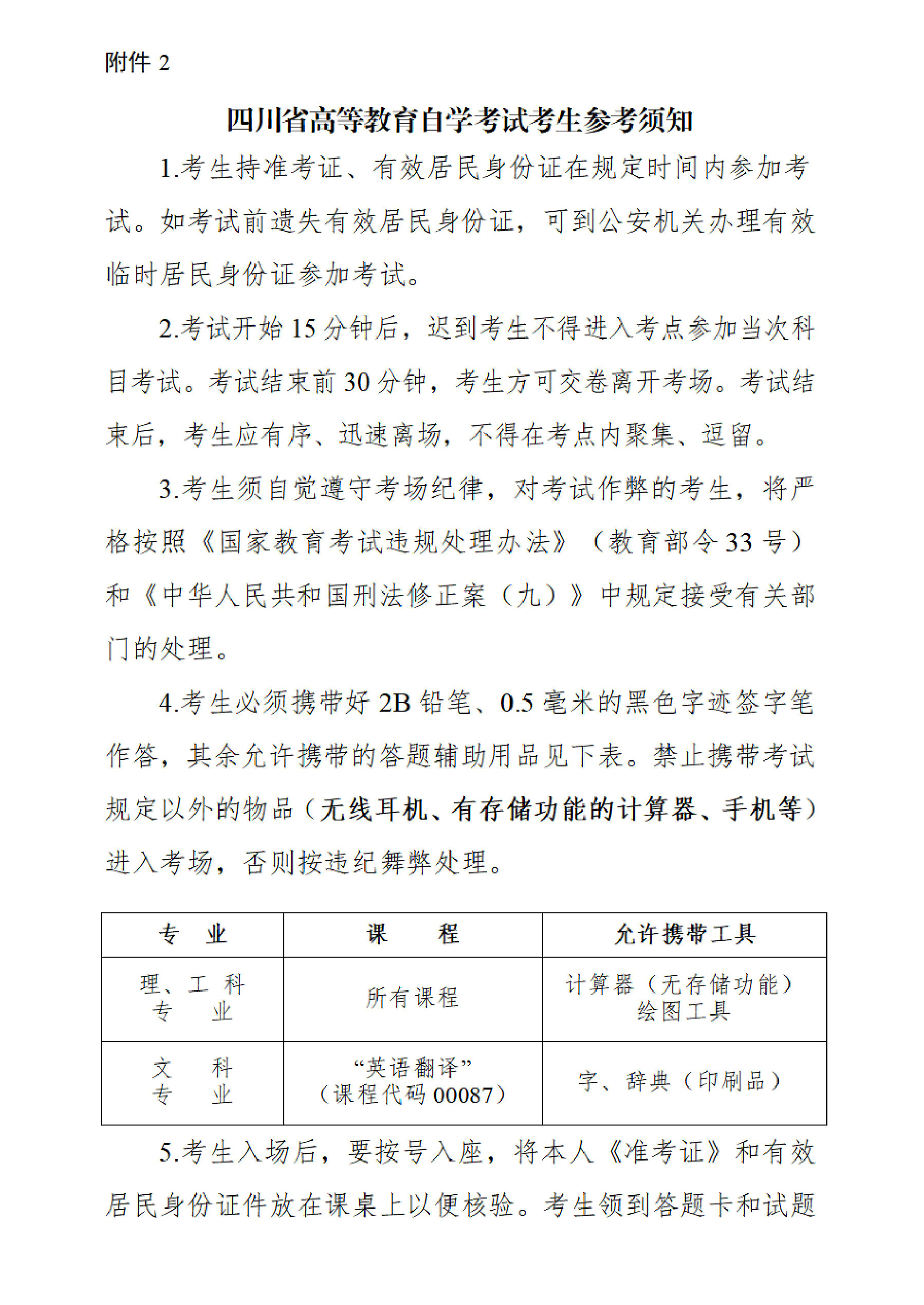 四川省高等教育自学考试考生参考须知1